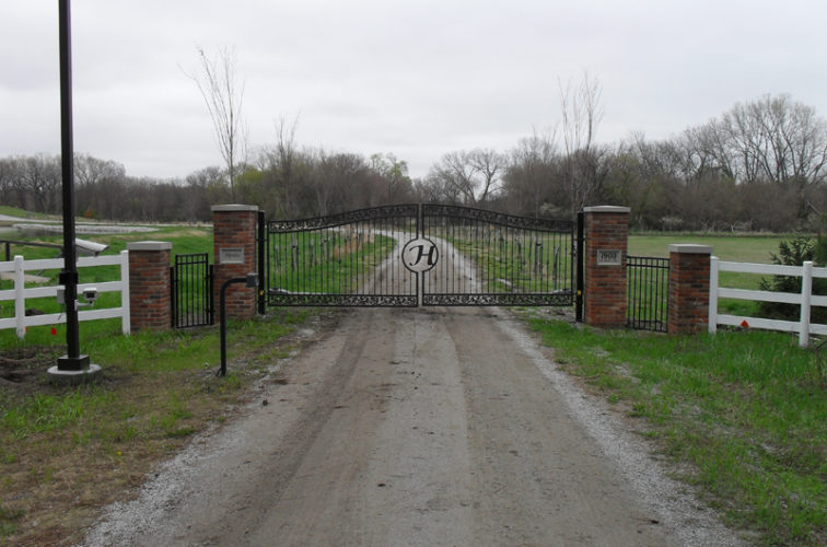 AFC Iowa City - Custom Gates, Country Overscallop Estate Gate with Letter Infill