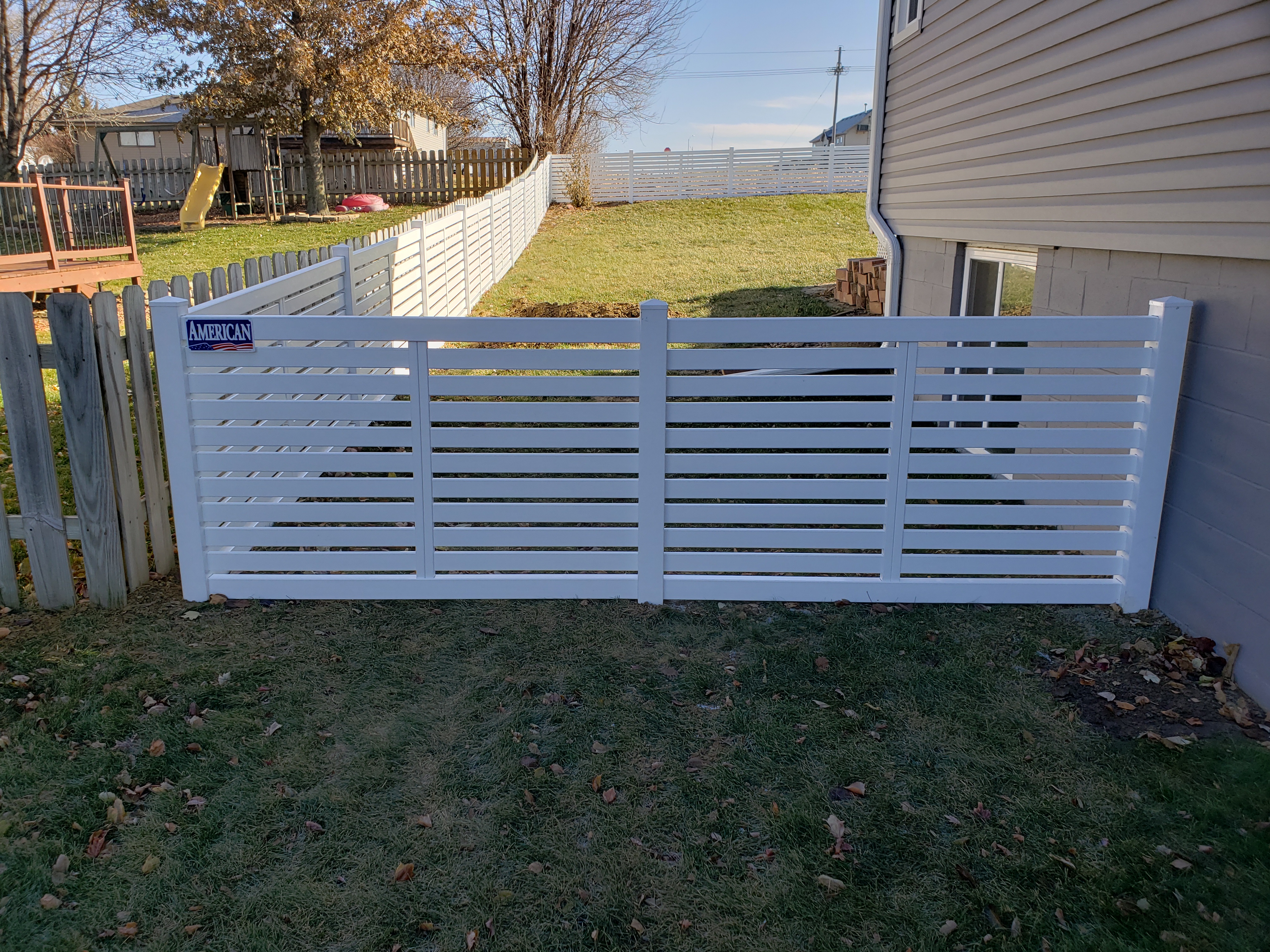 4' White Vinyl Horizontal Picket Fence American Fence Company of Iowa City, IA
