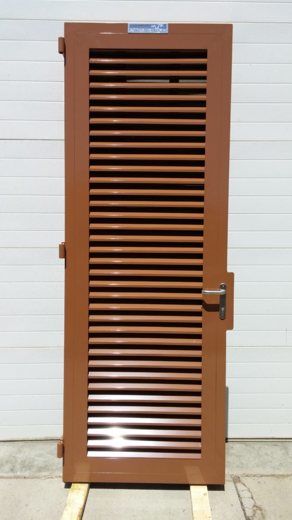 PalmSHIELD Atlas louver swing gate with IronShield powder coating